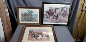 lot 195 image: 3 Old Western Scene Prints