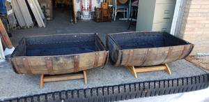 lot 218 image: Pair of Whiskey Barell Planters