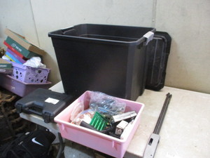 lot 49 image: Box of Ammo and Parts PLUS Empty Ammo box