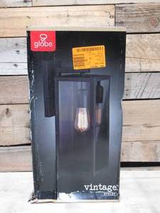 Globe Electric Hurley 1-Light Black Outdoor Wall Lantern Sconce