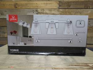 Globe Electric Yorke 5-Piece Chrome All-In-One Vanity Light Set