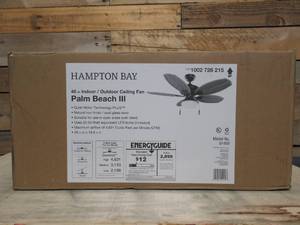 Exclusive Hampton Bay Palm Beach III 48 in. LED IndoorOutdoor Natural Iron Ceiling Fan with Light Kit