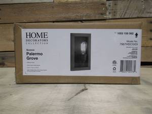 Home Decorators Collection Palermo Grove 7 in. 1-Light Gilded Iron Farmhouse Sconce with Rustic Painted Walnut Wood Accents