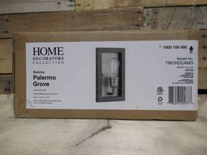 Home Decorators Collection Palermo Grove 7 in. 1-Light Antique Nickel Farmhouse Sconce with Painted Weathered Gray Wood Accents