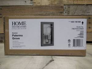 Home Decorators Collection Palermo Grove 7 in. 1-Light Antique Nickel Farmhouse Sconce with Painted Weathered Gray Wood Accents