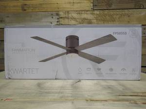 Kwartet 52 in. IndoorOutdoor Matte Greige with Weathered Wood Blades Ceiling Fan with Light Kit