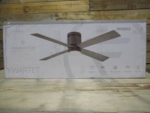 Kwartet 52 in. IndoorOutdoor Matte Greige with Weathered Wood Blades Ceiling Fan with Light Kit