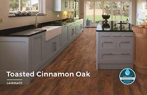 lot 322 image: Roughly 320 Sq Ft (16 Boxes) of HARMONICS Flooring Laminated Toasted Cinnamon Oak with SplashDefense