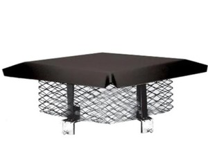 lot 358 image: Master Flow 8 in. x 8 in. Galvanized Steel Adjustable Chimney Cap in Black - NEW