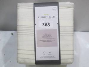 lot 368 image: Printed Flannel Sheet Set  Threshold  Queen  Gray Stripe - NEW