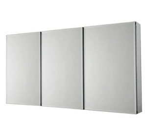 lot 371 image: Pegasus 36 in. x 31 in. Recessed or Surface-Mount Tri-View Bathroom Medicine Cabinet with Beveled Mirror