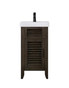 lot 372 image: Home Decorators Collection Digby 18 in. W x 14 in. D Bath Vanity in Rustic Walnut with Ceramic Vanity Top in White with White Basin