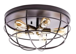 lot 382 image: Merra 17.7 in. 5-Light Oil Rubbed Bronze Industrial Flush Mount with Cage Frame