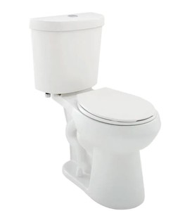 lot 390 image: Glacier Bay 2-piece 1.1 GPF1.6 GPF Dual Flush Round Toilet in White - No Lid