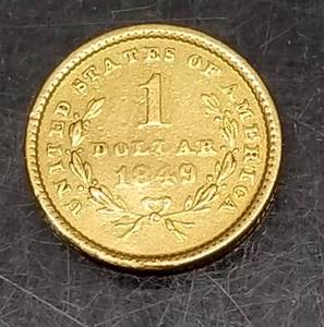 1849 US $1 GOLD AU