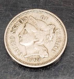 1869 US THREE CENT NICKEL VARIETY