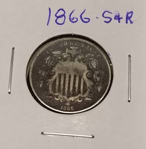 GROUP OF 2 US SHIELD NICKELS 1866 1868 STARS