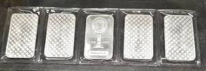 5 X 1oz .999 FINE SILVER BARS 5oz TOTAL SEALED