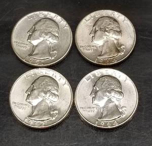 GROUP OF 4 BU-UNC SILVER WASHINGTON QUARTERS
