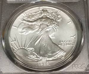 1989 AMERICAN SILVER EAGLE 1 TROY OZ .999 FINE SILVER MS69 PCGS