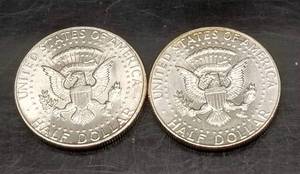 2 AU-UNC SILVER 1964 KENNEDY HALF DOLLARS