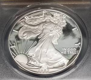 1987-S PROOF AMERICAN SILVER EAGLE PF68 DCAM ANACS