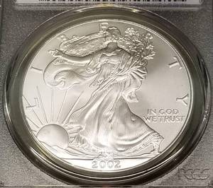 2002 AMERICAN SILVER EAGLE 1 TROY OZ .999 FINE SILVER MS69 PCGS