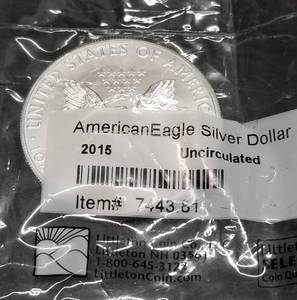 2015 AMERICAN SILVER EAGLE 1 TROY OZ .999 FINE SILVER SEALED