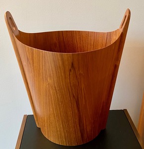 Vintage Norwood Wastepaper Basket - Mid Century Wood Trash Can