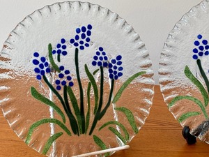 Two Beautiful Floral Design Glass Plates