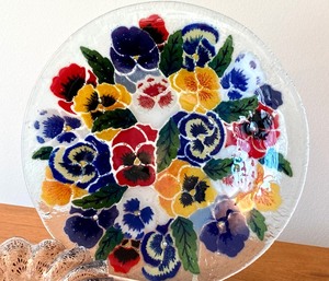 Peggy Karr Floral Bowl and Two Artist Glass Pieces
