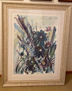 Large Framed Beautiful Floral Watercolor Painting