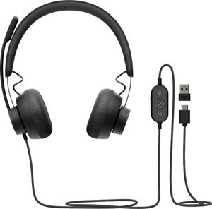 lot 49 image: Logitech - Zone 750 Wired Noise Canceling Over-Ear Headset - Black