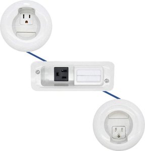 lot 90 image: Legrand - Wiremold In-Wall Soundbar, Flat Screen TV Power, and Cable Concealment Grommet Kit - White
