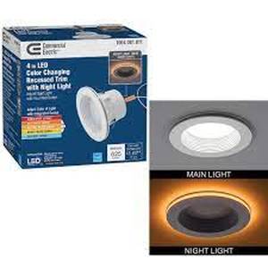 lot 43 image: Commercial Electric 4 in. Color Selectable CCT Integrated LED Recessed Light Trim with Night Light Feature 625 Lumens Dimmable