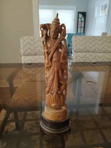lot 41 image: Saraswati Hand Carved Sandalwood Figurine from India