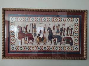 lot 9 image: Framed Tapestry from Viking Museum in Oslo, Norway