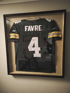 lot 6 image: Framed Autographed Brett Favre Green Bay Packers Jersey