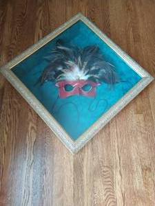 lot 58 image: Leather Mardi-Gras Mask In Shadow Box