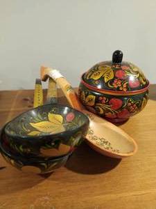 lot 92 image: Wooden Bowl & Spoons