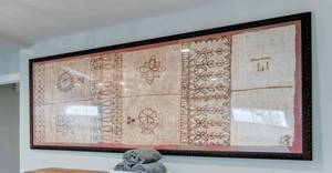 lot 1 image: Framed Tree Bark Painting from New Zealand