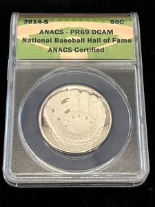 2014-S Proof-69 Deep Cameo ANACS-Certified National Baseball Hall Of Fame Silver Half Dollar