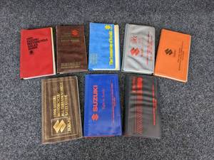 lot 53 image: Lot of (8) Suzuki Motorcycle and ATV Sales Guides from 1981 - 1988
