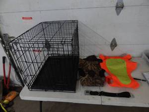 Small Dog Crate, 2-Vests, Pontiac Collar