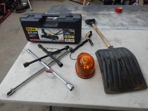 2-Ton Jack, 2-Tire Irons, Beacon Light & Shovel