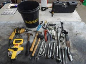 Bucket Of Assorted Hand Tools