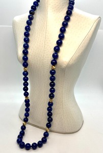 lot 89 image: Gorgeous Lapis and 14k Beaded Necklace
