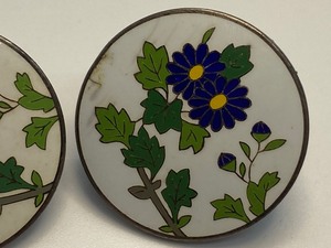 lot 127 image: Vintage Pair of Silver & Enamel Screw Back Japanese Earrings