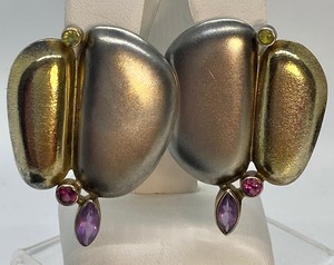 lot 133 image: Contemporary Style Sterling and Gemstone Earrings