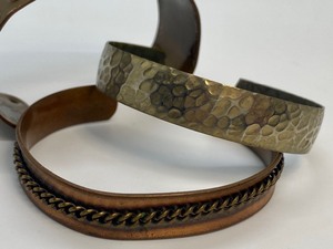 lot 148 image: (3) Vintage Metal Cuff Bracelets